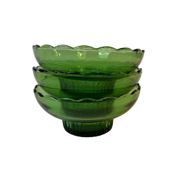 VTG EO Brody M2000 Scallop Edge Emerald Green Glass Ribbed Base Bulb Bowl 6.75" - Picture 10 of 11